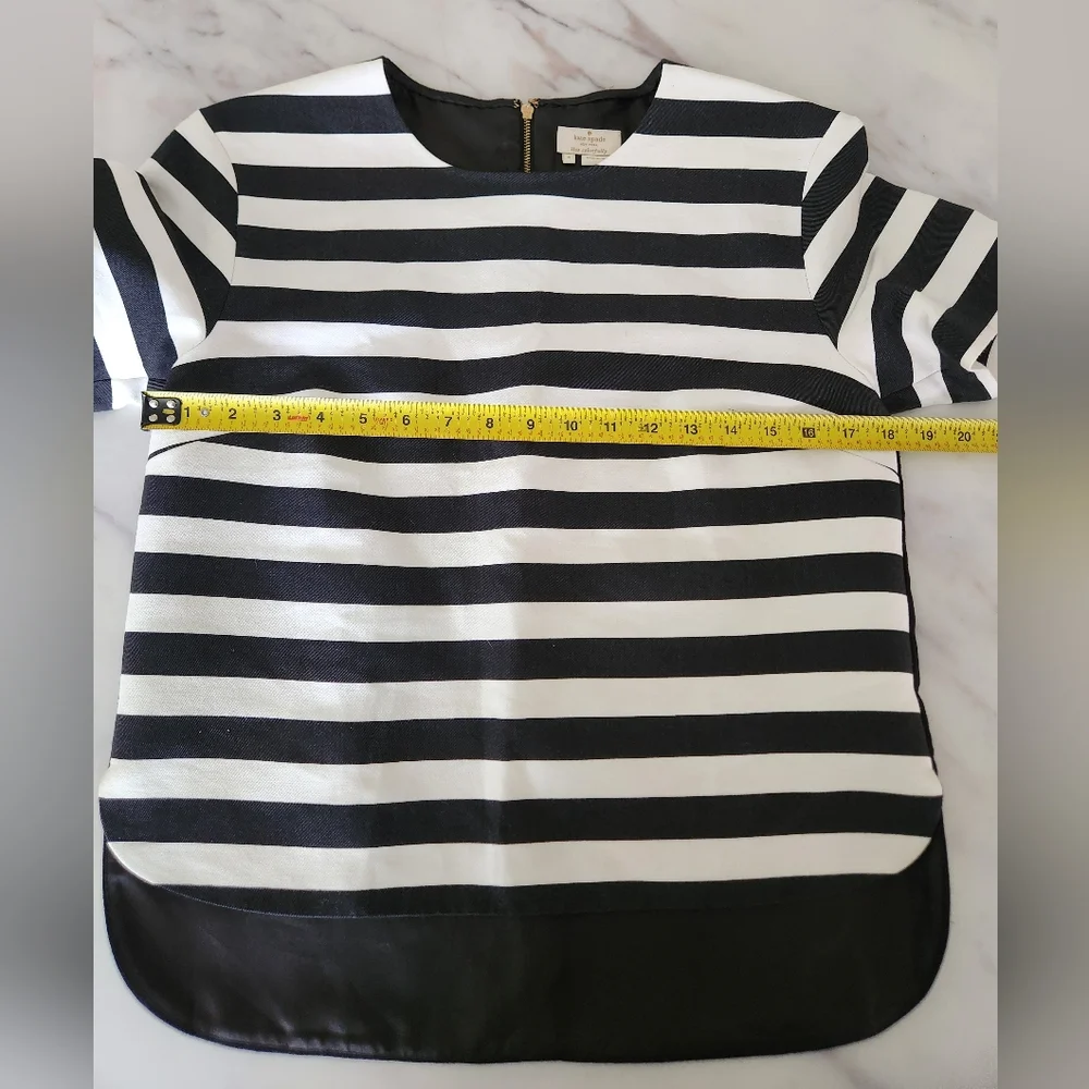 Kate Spade Live Colorfully striped top blouse gold zipper back short sleeve - Picture 5 of 8
